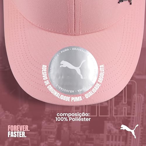PUMA Boné Metal Cat Aba Curvada Respirável Faixa Ajustável Trucker Unissex Adulto, Peach Smoothie, Ú