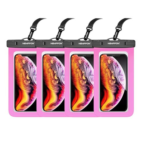 4 Pack 8.5“ Waterproof Cell Phone Pouch - Underwater Dry Bag Case Lanyard - Water Proof Clear Holder Protector for iPhone 16 15 14 Pro Max Plus Samsung Galaxy S25 S24 Ultra Note for Beach Swimming
