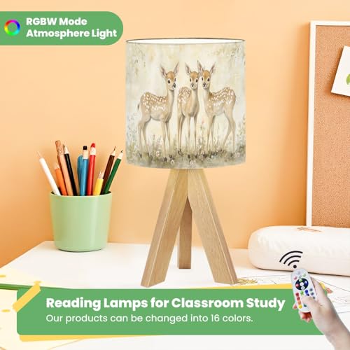 Lámpara de Mesa Infantil con Base de Madera y Pantalla de Lino miniatura 5