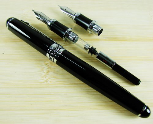 Duke Black Fountain Pen Fude Pen Nib Interchangeable Calligraphy Broad Pen Coffee Leather Pen Case Set #TOP4