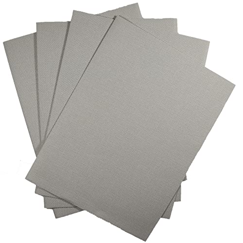 Image of KCS 4 pc of 12 inch x 18 inch 14CT Counted Cotton Aida Cloth Cross Stitch Fabric (Pearl Gray vy it)
