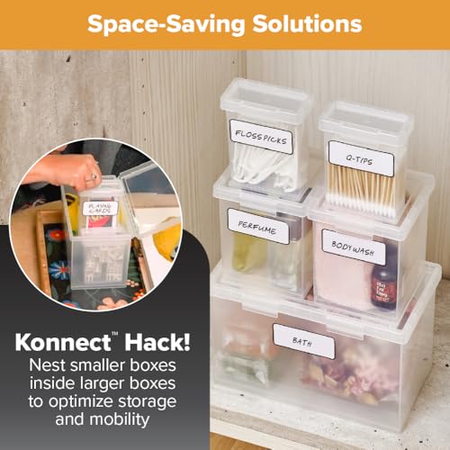 Boîtes gigognes transparentes Bostitch Konnect, rangement bureau empilable emboîtable - 5