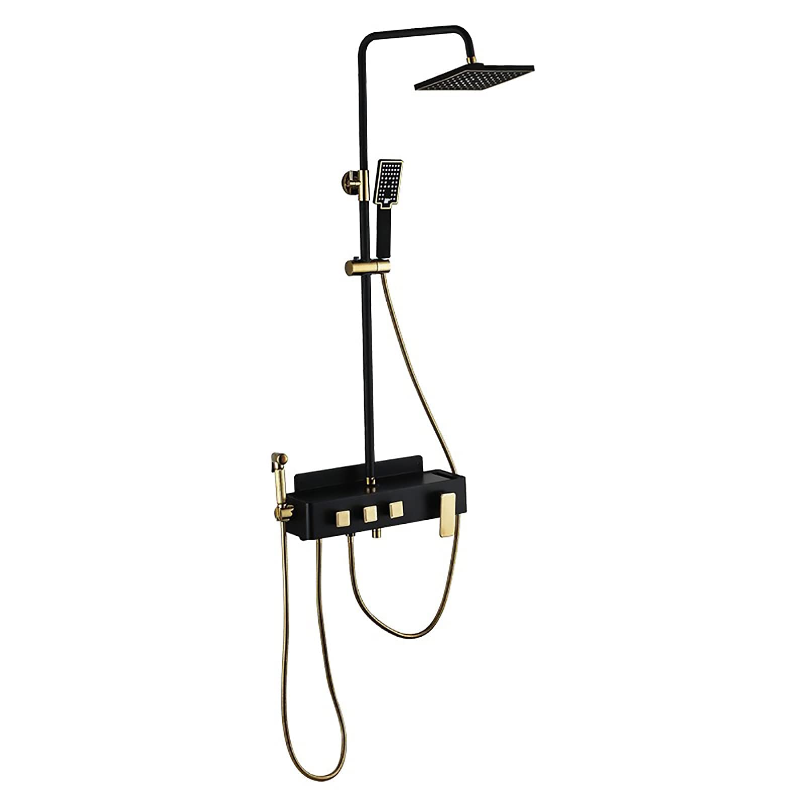 Robinet de douche mural pommeau 20,3 cm avec douchette et bec baignoire encastrable