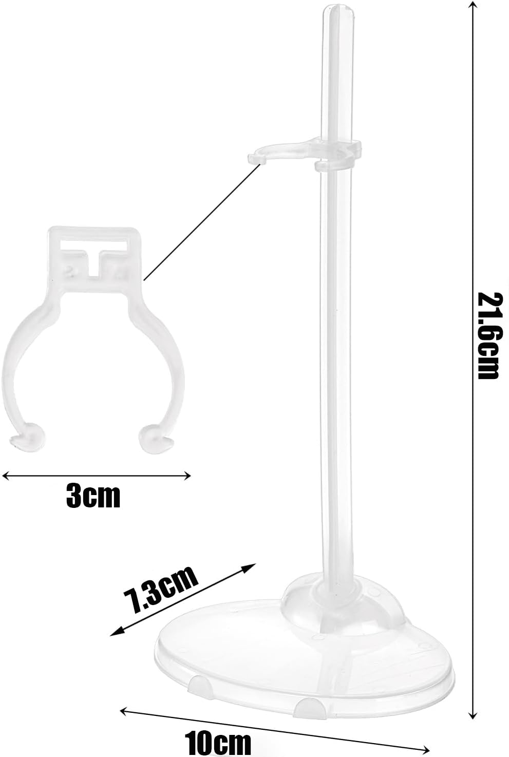 WUWEOT 40 Pcs Doll Stand Display Holder, Transparent Plastic, Adjustable for 28-33cm Dolls, White - Image 2