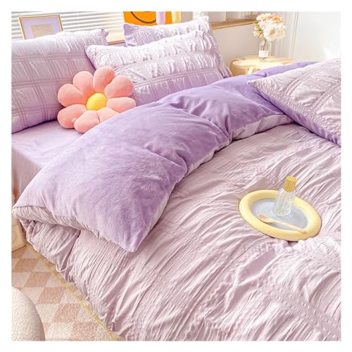 Parure de lit velours de lait contre le froid hivernal lit rose 1.8m