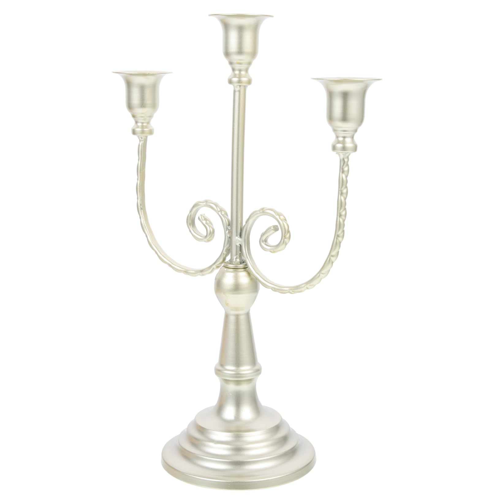 HOODANCOS Vintage Iron Candlestick Decorative 3-arms Candelabrum Silver Black Candle Holders Table Decor Wedding Party