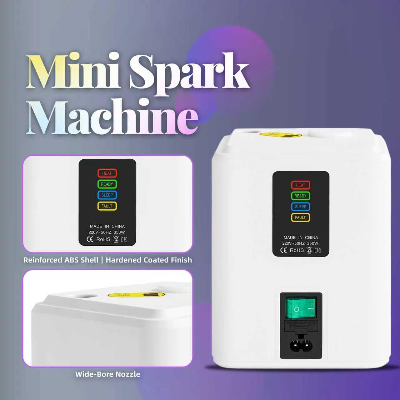 2pcs Mini Cold Spark Machine, Portable FX Device with Auto Safety Cutoff, NO DMX, Stage/Wedding/Event Special Effects Machine (2 Unit White+10 PCS 50g Consumables)