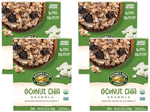 Nature's Path Organic Coconut Chia Granola, 12.34 Ounce, Non-GMO, 30g Whole Grains, with Omega-3 Rich Chia Seeds (Pack of 4)