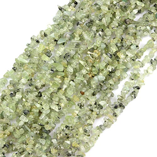 Image of 5-8mm Green Prehnite Chips Natural Chip Stone Beads for Jewelry Making | Semi Precious, Loose Gemstone, Healing Crystal, Rocks, 230Pcs Strand, Drilled, DIY Bracelets Necklaces Earrings Crafts Supply