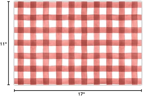 Miniatura 4 de Manteles individuales a cuadros rojos y blancos con estampado de cuadros de granja, estilo bohemio, acuarela, estilo bohemio, para fiesta de