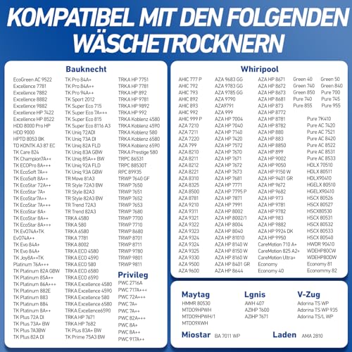 6 Stück Trockner Filter Kompatibel mit Bauknecht Privileg Whirlpool HX 481010354757, 225 x 107 x 8 mm Trockner Wärmepumpentrockner Filter, Trockner Kondenstrockner Filter, Flusenfilter Dryer Filter