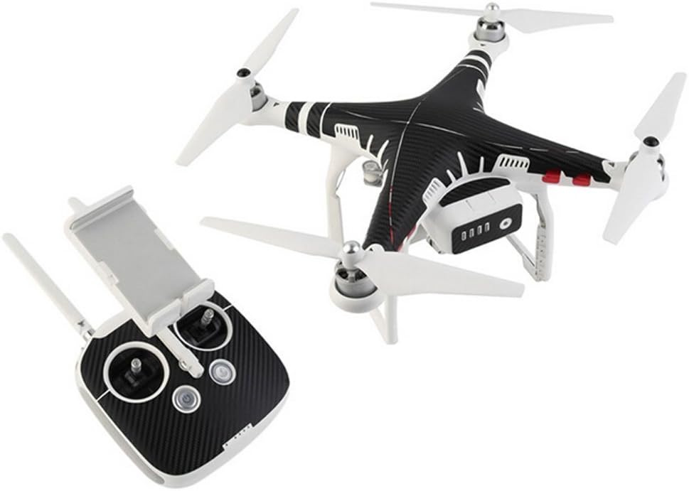 Shopready Exclusive Decoration Wrap Skin Water-resistant PVC Sticker Decal Kit for DJI Phantom 3 Professional / Advanced Quadcopter Body and Remote Controller - Carbon Black