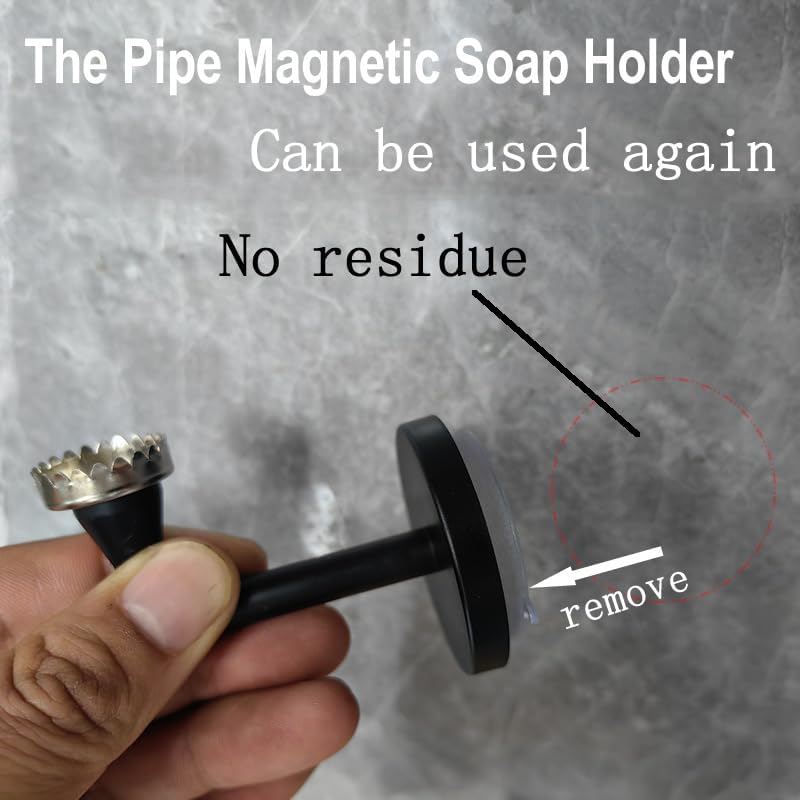 Aizhoumoo- PP Magnetic Soap Holder - Suspended Drainage Design Saves Soap, Strong Magnet for Shampoo/Soap Bars (Black)