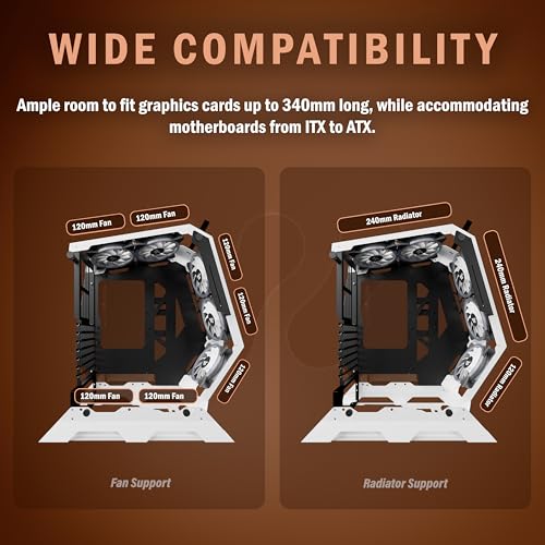 Image of KEDIERS PC Case C570 ATX Mid Tower Tempered Glass Gaming Computer Open Frame Case with 5 PWM ARGB Fans (White C570)