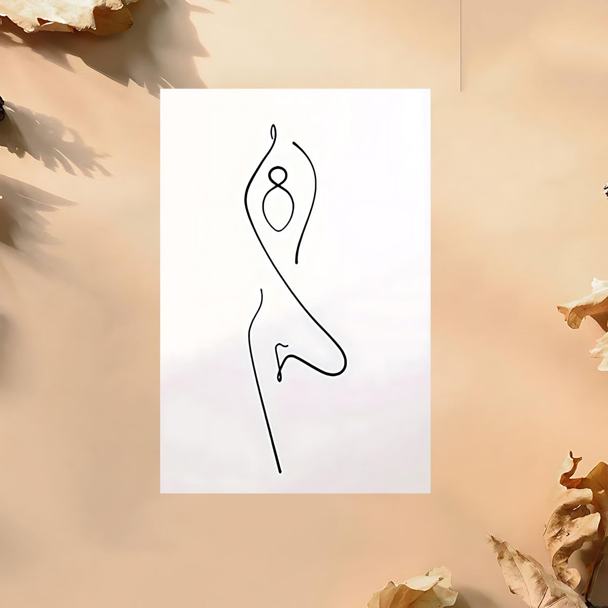 SPXLUCAU Minimalist Line Art Yoga Figure Decor Painting, Black White Abstract Human Dynamic Design Wall Art for Home And Office(40x50cm/No frame)