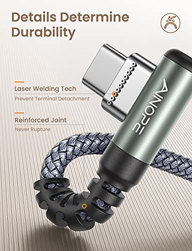 Image of AINOPE Short USB C to USB C Cable 1.5FT 1 Pack 60W Fast Charging Nylon Braided Type C Cable for iPhone 15 Pro Max Plus Samsung Power Bank Travel Essentials