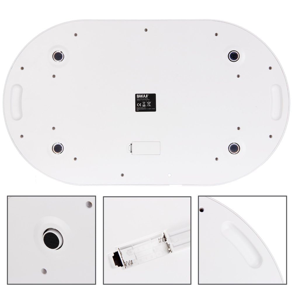 BAKAJI Balance électronique pesant enfants bébé avec affichage numérique LCD Balance pesant bébé 20 kg/44 arrêt automatique et Tara couleur blanche