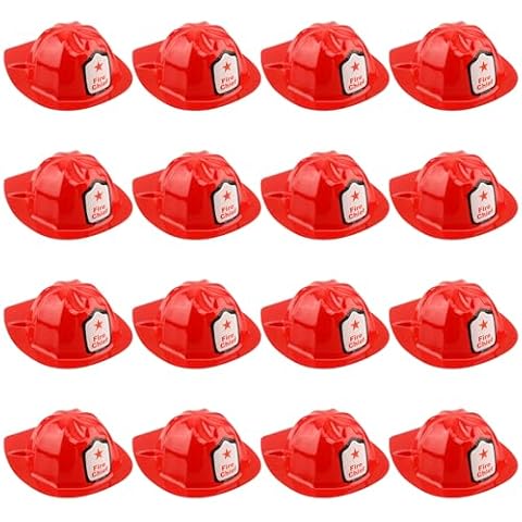 Cotiny 16 Pack Kids Firefighter Hat Plastic Fire Hat Red Firefighter Helmet for Kids Firefighter Theme Party Costume Accessory Dress Up Gift Cover