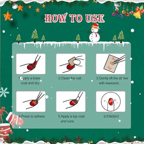 2 Pcs Christmas Nail Stickers for Nail Art 5D Embossed Christmas Nail Decals, Self-Adhesive Christmas Nail Art Stickers for Women Manicure Decoration, Nail Art Design Decoration Supplies, White - Image 7
