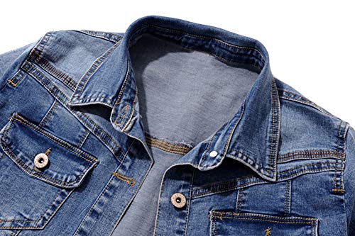 Women Short Sleeve Denim Jacket Button Down Shawl Stretch Denim Jean Jacket3