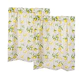 Lemon Kitchen Curtains 24 Inch Length, Kitchen Window Curtains with Rod Pocket, Cafe Farmhouse Kitchen Curtains for Bathroom Livingroom Laundry Room - 27 x 24 Inch, 2 Panels