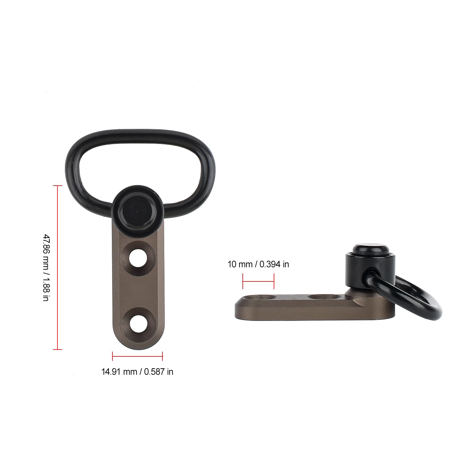 QD Sling Swivel Mount Adapter Tactical Sling Mount for Mlok/Keymod Rail System Tan