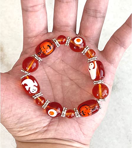 Halloween Bracelet For Women, Trick Or Treat Bracelet, Spooky Jack O' Lantern Pumpkin Jewelry Gift 1 pc4