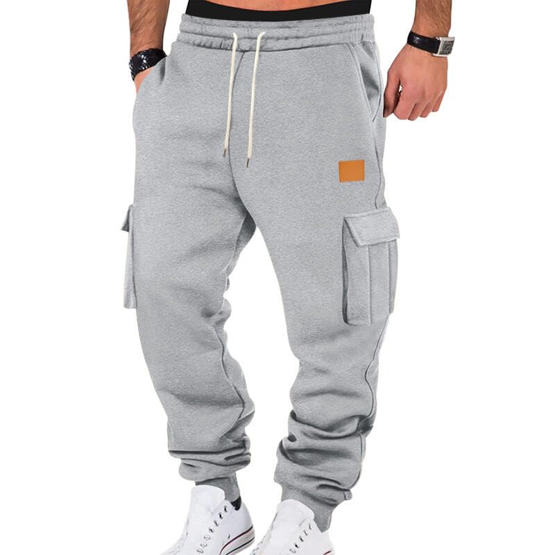 Men's Workout Joggers Stretch Sweatpants Casual Cargo Pants Hiking Drawstring Tactical Trousers with Multi Pockets