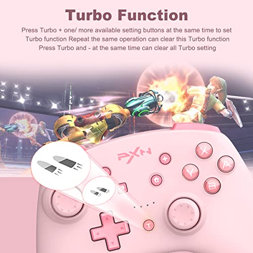 PXN 9607X Wireless Switch Controller for Switch/Switch Lite/OLED, Support iOS Switch Pro Controller with Turbo, Wake-up, NFC, Motion, Vibration Wireless Switch Controller - Pink - Image 6