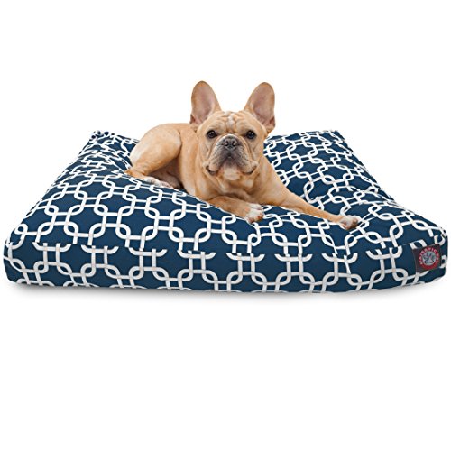 Navy Blue Links Small Rectangle Indoor Outdoor Pet Dog Bed With Removable Washable Cover By Majestic Pet Products #TOP28
