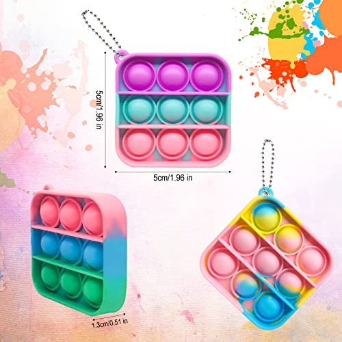 Hirsrian 30 Pcs Mini Pop Fidget Toys Poppet Keyring Pack Silicone Squeeze Keychain Toys Stress Relief Bubbles Sensory Toys for Party Bag Fillers and Students Class Gifts (WJ133) - Image 2