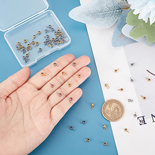 UNICRAFTALE 60pcs 2 Colors 4mm In Diameter 304 Stainless Steel Tube Bails Rondelle Bail Beads Hanger Links Metal Loop Bails Connector Charms Beads Bar Loose Spacer Bead for Bracelet Jewelry Making - Image 2