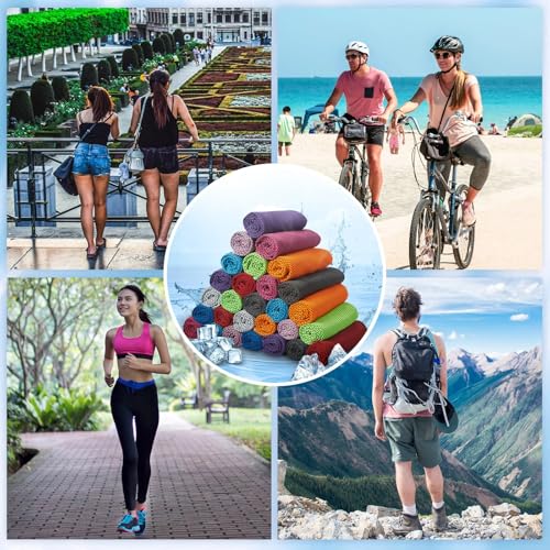 Honoson Cooling Towel Bulk – Neck & Face Cool Chilly Towels Microfiber Breathable Sport Sweat Rag for Gym, Yoga, Travel, Camping, Running, Outdoor