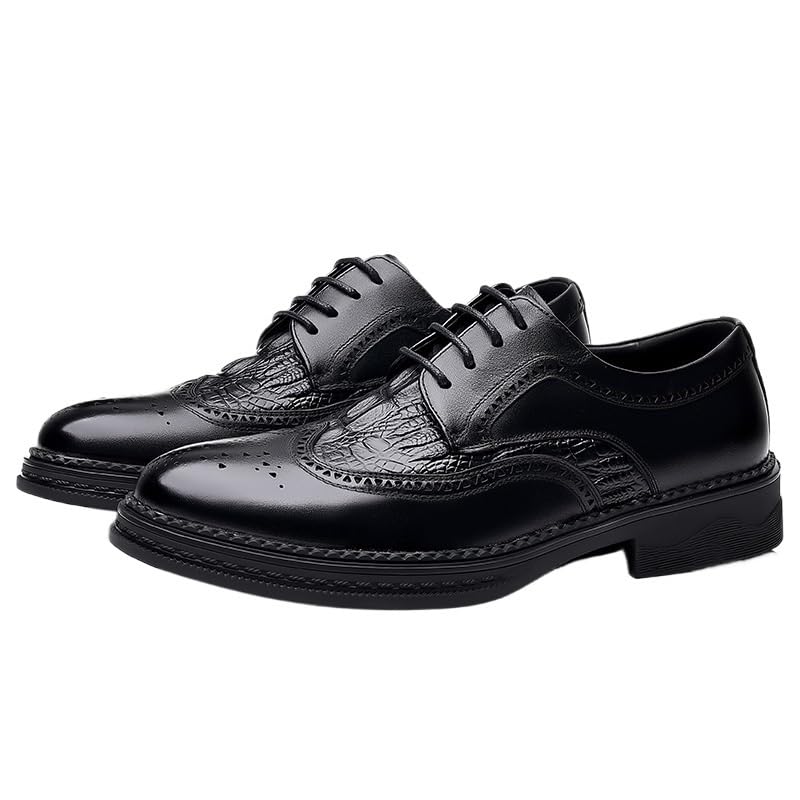 Men's Oxford Formal Shoes Retro Round Toe Comfortable Lug Sole Non-Slip Lace-Up Dress Shoes Business Work Shoes for Men