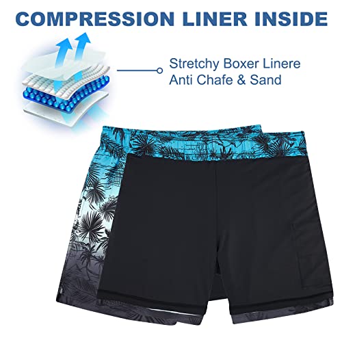 Cozople Mens Swim Trunks With Compression Lin Breathable Swim Trunks For Men Quick Dry Lightweight With Pockets Swimming Shorts For Men 5.5" Inseam #TOP4