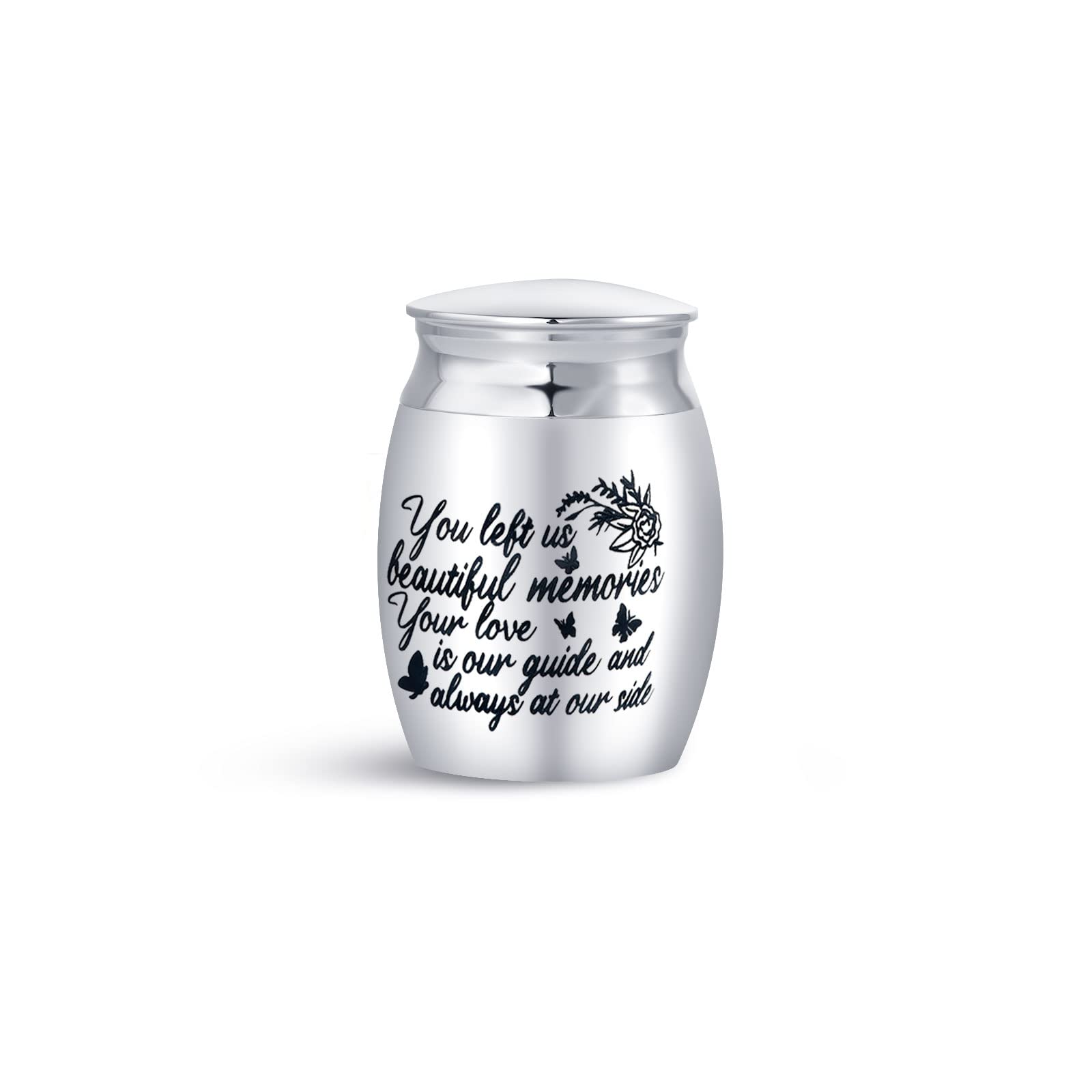 Minijewelry Silver Mini Cremation Urn For Human Ashes Sepulchral Cinerary Funeral Keepsake Memorial Holder Dad Father Mother Sister Daughter Son Brother Family