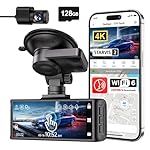 REDTIGER 4K Dash Cam Front and Rear, STARVIS 2 Sensor, Touch Screen 3.18", 128GB Card Included, Voice Control, 5.8GHz WiFi Car Dash Camera, GPS, Night Vision, Emergency Lock, Parking Mode (F7N Touch)