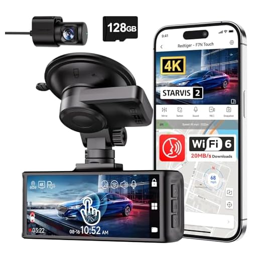 REDTIGER 4K Dash Cam Front and Rear, Touch Screen 3.18 Inch, Free 64GB Card, Car Dash Camera Built-in WiFi GPS, UHD 2160P Night Vision, WDR, Parking Monitor (F7N Touch)