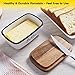 Butter Dish with Lid, ALELION Large Ceramic Butter Dish for Countertop, Butter Keeper with Thick Acacia Wood Lid, Kitchen Decor and Accessories for Kitchen Gifts, White