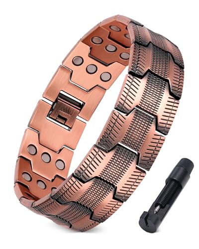 Jecanori 3X Strength Copper Magnetic Bracelet for Men with Adjust Tool and Jewelry Gift Box Included