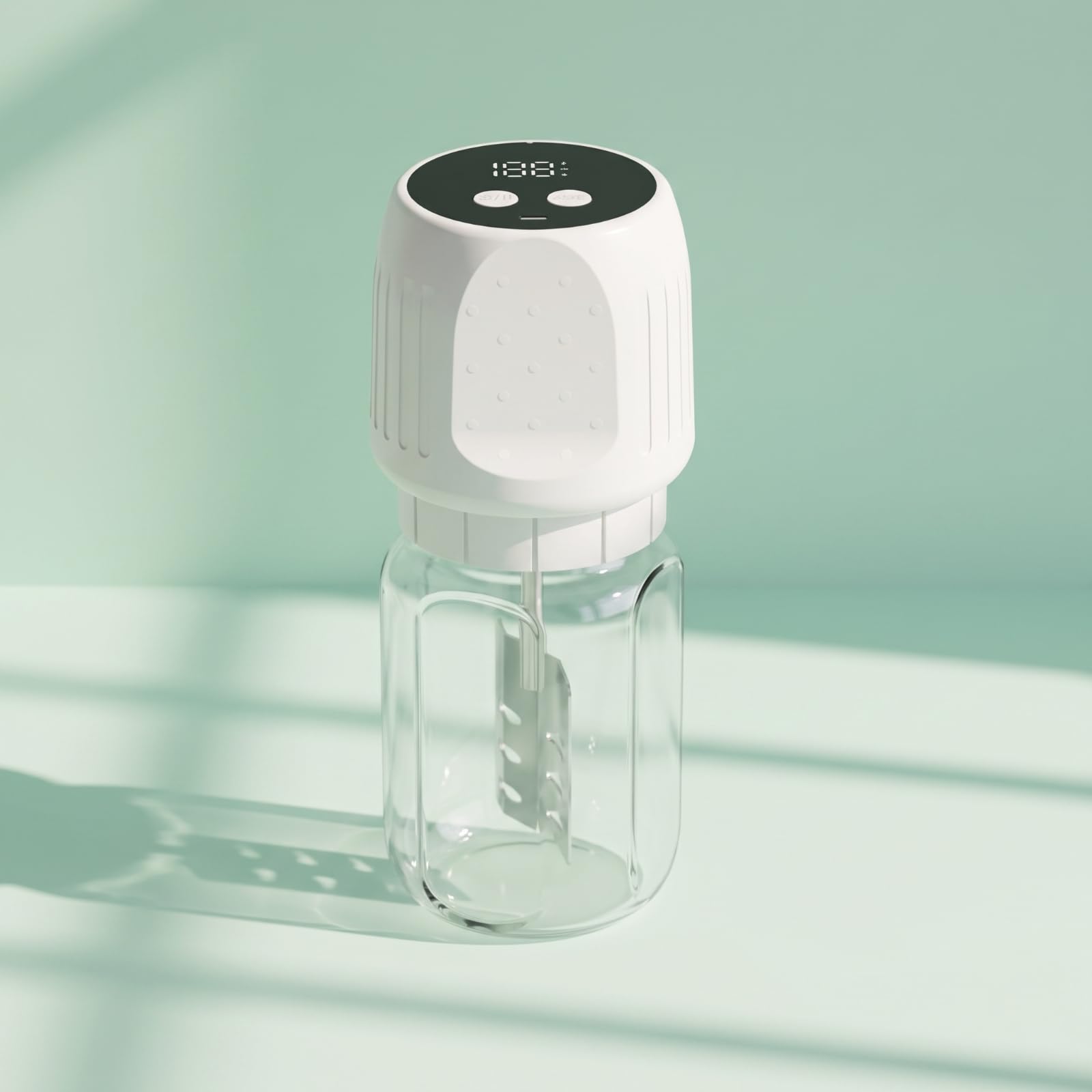 Gralara Burrificatore Elettrico con Barattolo in Vetro Trasparente Elettrodomestico Igienico per Cuochi Domestici, Preparazione Della Colazione, Bianco