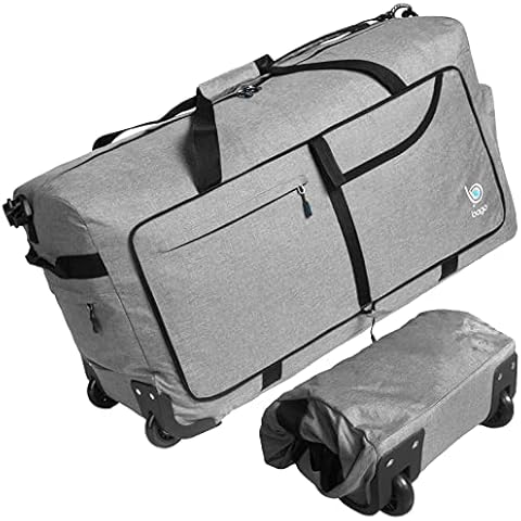 Bago Rolling Duffle Bag with Wheels - 30" 100L Foldable Weekender Bag, Waterproof Travel Duffel Bag, Heavy Duty lightWeight Duffle Bag for Traveling, Rolling Duffel Bag with Wheels (Snow Gray) Cover
