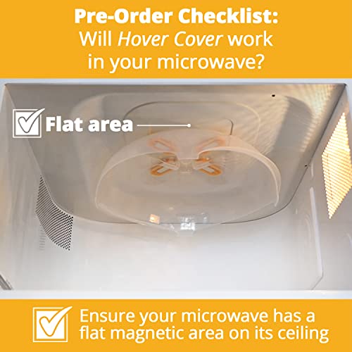Image of HOVER COVER Magnetic Microwave Splatter Cover for Food - 12-Inch - Orange | BPA-Free Lid, Vented Plate Guard with Steam Vents, Anti-Splash Microwave Lid, Dishwasher Safe, Space-Saving Magnetic Storage