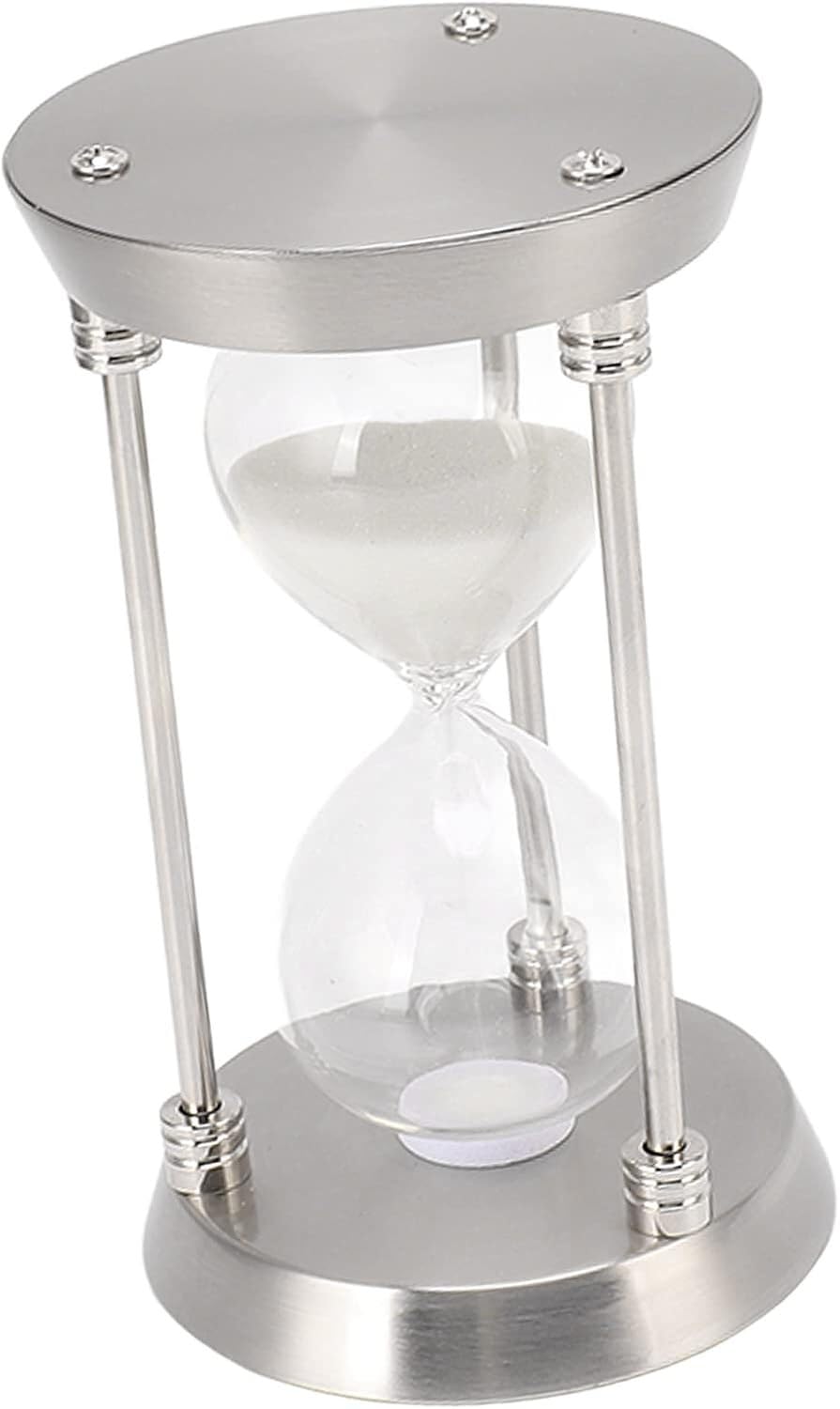 Pyenhdi Silver Hourglass Sand Timer, Metal Hourglass Sand Timer Vintage Decorative High Glossy(,S 15Min)