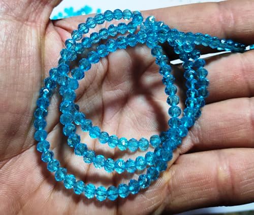 Image of GoSetGet! 4mm Rondelle /Tire (1000 Pcs) LITE Blue Crystal Macrame Plastic Beads for Arts, Crafts & Decoratives-High Sparkle Cutting Crystal Beads for Macrame, Jhula, Torana, Jhumar (LiteBlue)