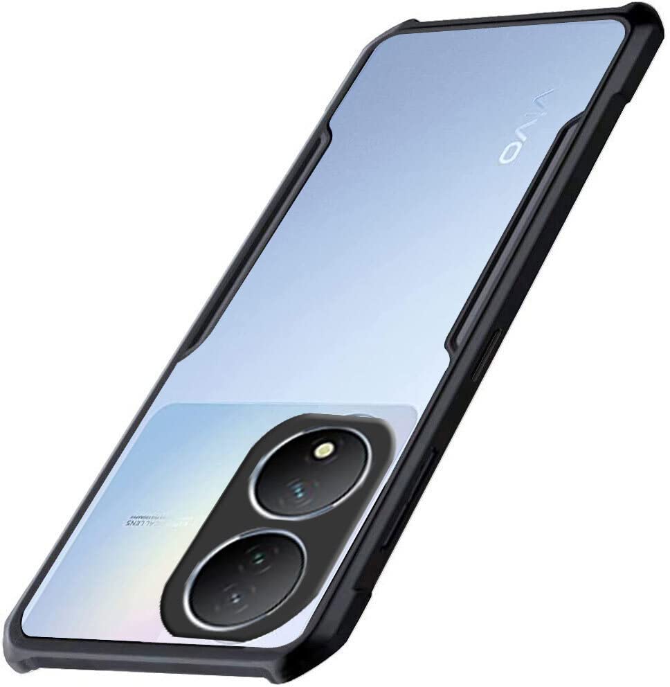 Image of A rtistque Clear Hard Transparent Acrylic Armor Anti-Drop Shockproof TPU Edge Back Cover Case for Vivo Y100 - Black