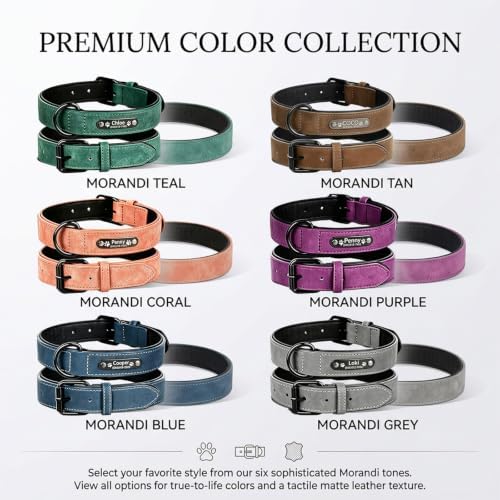 ZATXIL Personalized PU Leather Dog Collar Custom Engraved Nameplate(Purple) - 4