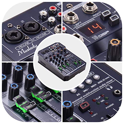 Lepeuxi T4 Draagbare 4-kanaals audio-mixer, 16 DSP, 48 V, fantoompower, ondersteunt BT MP3-speler, opnamefunctie 5 V… - Image 5