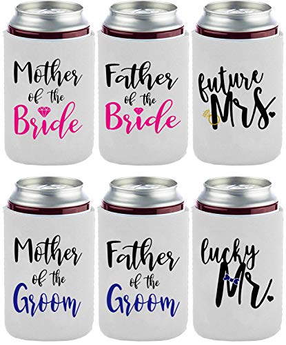 Wedding Gifts Mrs &Mr Gift, Bride Shower Party Decoration Gift -Mother Father of The Bride Groom Beer Can Cooler