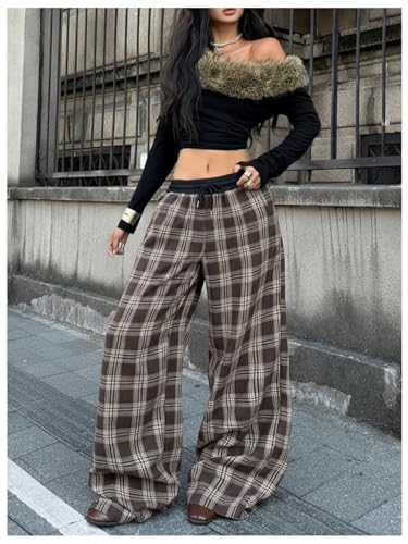 Image of SOLY HUX Women's Plaid Checkered Pants Flannel Pajama Pants with Pockets